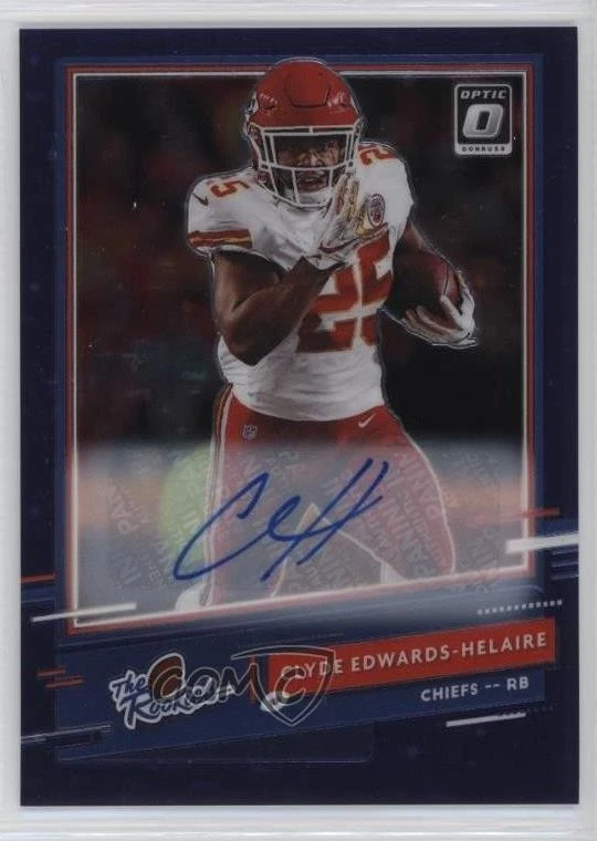 Clyde Edwards-Helaire Panini Donruss Optic the Rookies #CEH Autograph-Purple Stars