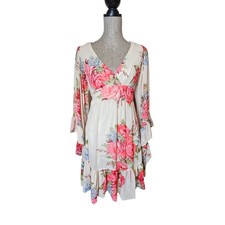 Betsey Johnson Bambi Babydoll Dress Womens Size 8 Floral Fairy Chiffon Ruffle
