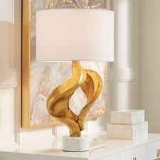 Hera Modern Table Lamp 31" Tall Gold Leaf Sculpture for Bedroom Living Room