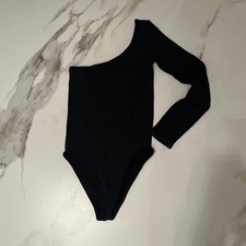 Zara Metallic glitter ribbed one shoulder bodysuit