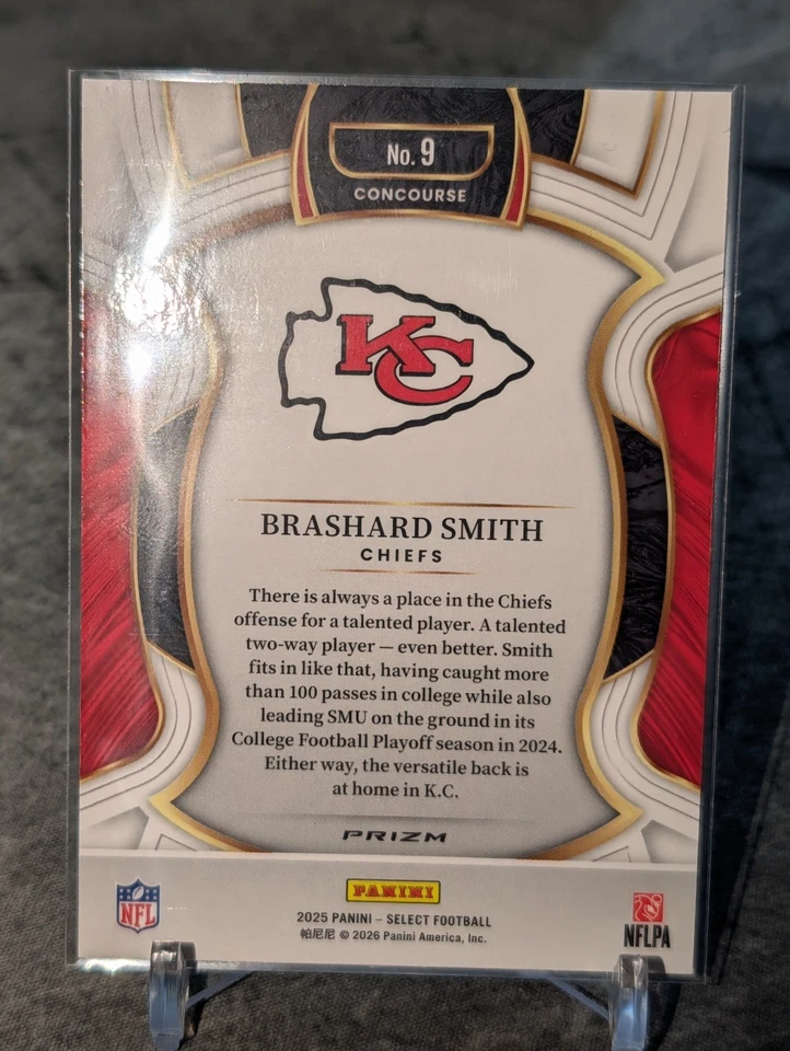 Brashard Smith 2025 Panini Select Silver Rookie Card RC Kansas City Chiefs - Bild 2 von 2
