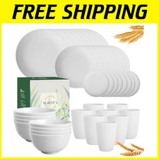 Wheat Straw Plate and Bowl Sets for Camping - Service 8