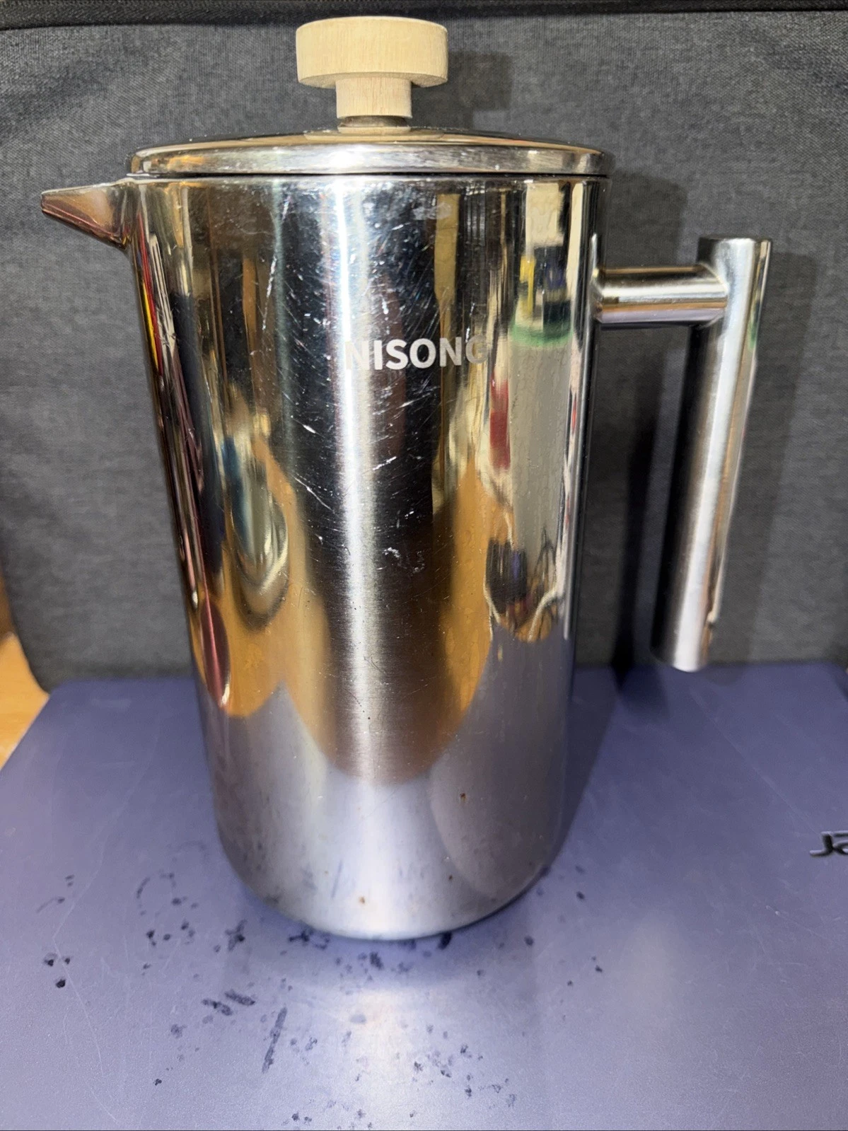 Nisong French Press Coffee Maker Stainless Steel 34 oz USED