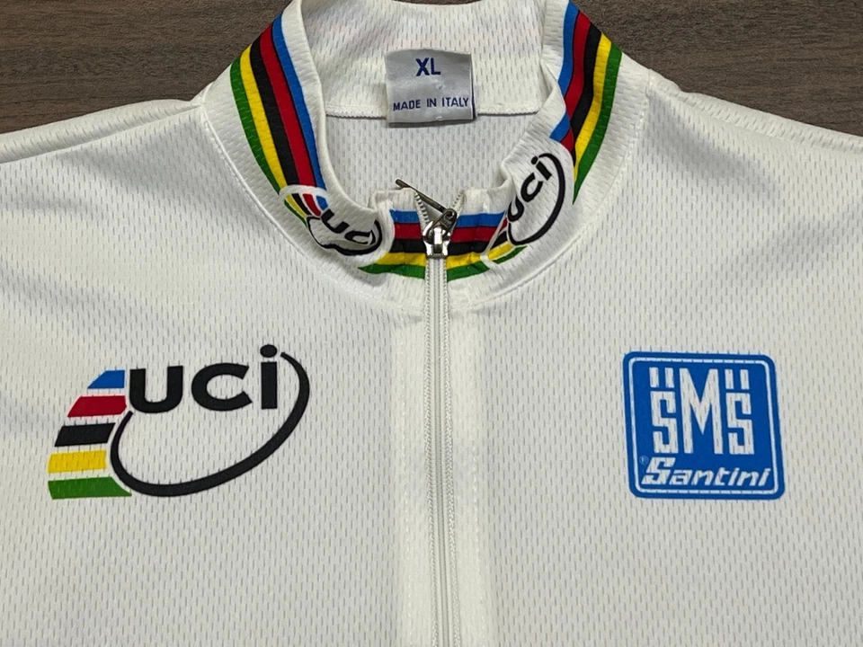 Camiseta deportiva de ciclismo UCI World Champion SMS Santini blanca manga corta cremallera completa - XL Foto 4 de 4