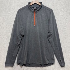 Nike Dri-FIT Men Running Long Sleeve 1/4 Zip Gray Athletic Pullover Size L
