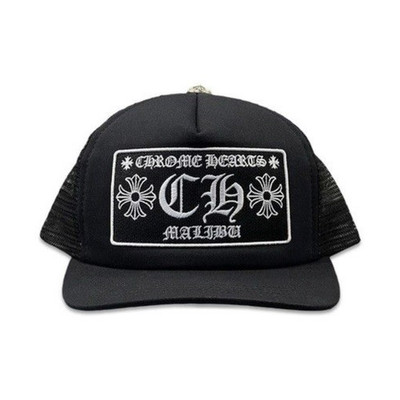 Chrome Hearts Black Trucker Hat Men s One Size Mesh Back Graphic Logo Cross