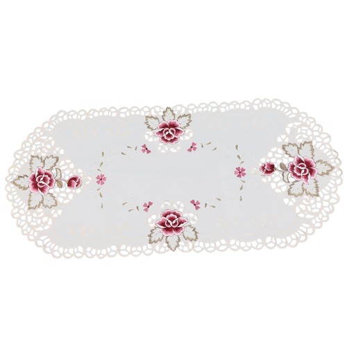 Oval Bestickte Tischdecke Blumendeckchen Kaffeetischdecke Deckchen Satinbezug - Bild 12 von 12