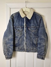 Vintage 90s Levi's 70608 0216 Sherpa Denim Jean Trucker Jacket Men's Size 42R