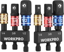 WORKPRO Impact Grade Socket Adapter Set, 1/4", 3/8", & 1/2" Drive, Extension Dri