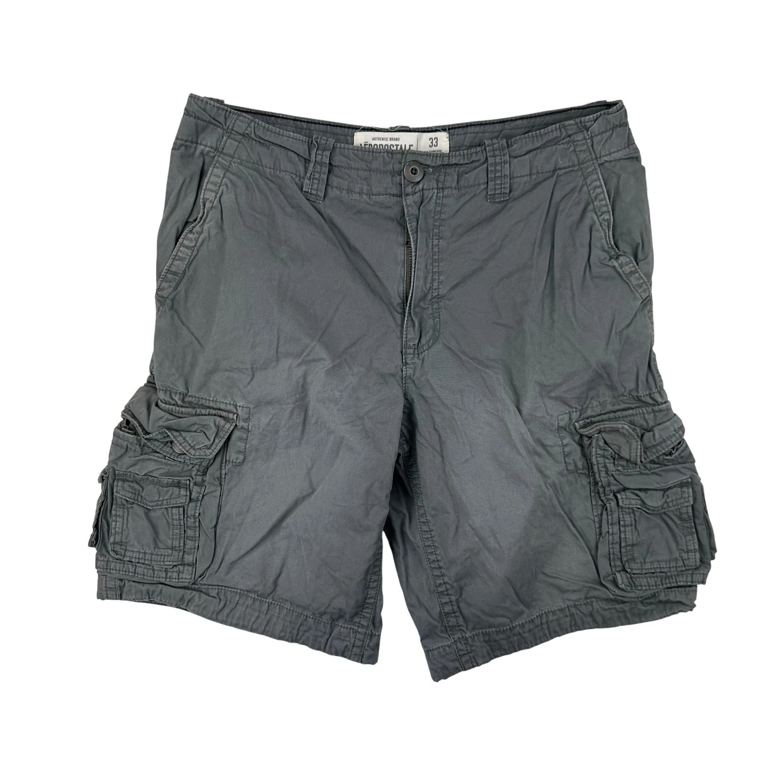 Aeropostale Cargo Shorts Mens 33 Gray Relaxed Fit Utility Cotton Twill Skater