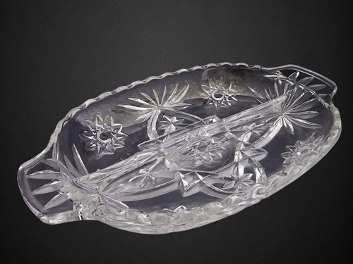 Anchor Hocking Prescut Star of David Divided Relish Tray Clear Glass Vintage