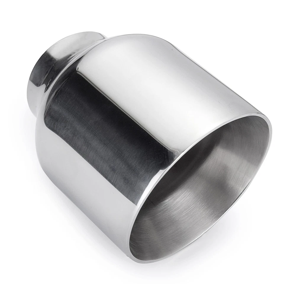 2.5" Inlet 4" Outlet 5" Long Double Wall Stainless Steel Tail Throat Exhaust Tip - Image 2 of 4