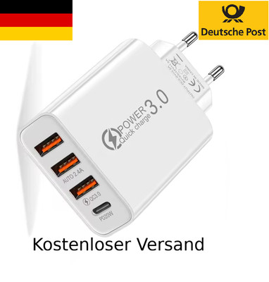 4-Fach Schnelllade Gerät Netzteil Multiport Smartphone Tablet Charger Quick