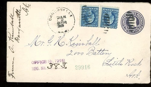 cover-United States- 1913-Registered-perf pair error--small to large holes
