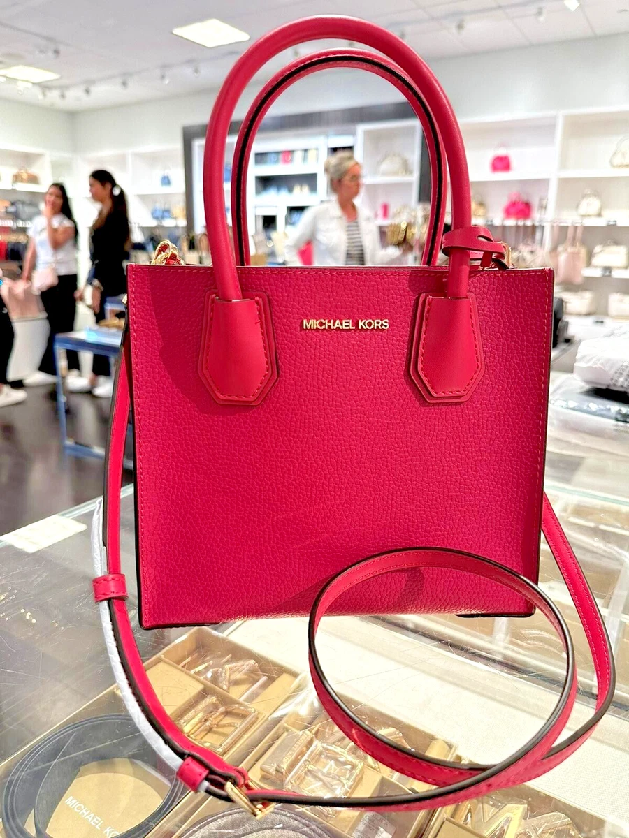 Michael Kors Mercer Medium Leather Satchel Messenger Crossbody Bag 