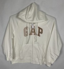 Gap Women's Logo Hoodie Sweatshirt White Embroidered Size XXL New