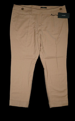 Windsor Womens Trousers Fabric Stretch Wool Chino XXXL 44 D 48 W38 L28 Beige Thin NEW