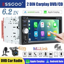 6.2" Double DIN Car Stereo Apple CarPlay/Android Auto CD/DVD Head Unit  CAM MIC