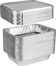 Disposable 9 X 13 Aluminum Foil Pans with Lids Half Size Deep Steam Table Bakewa