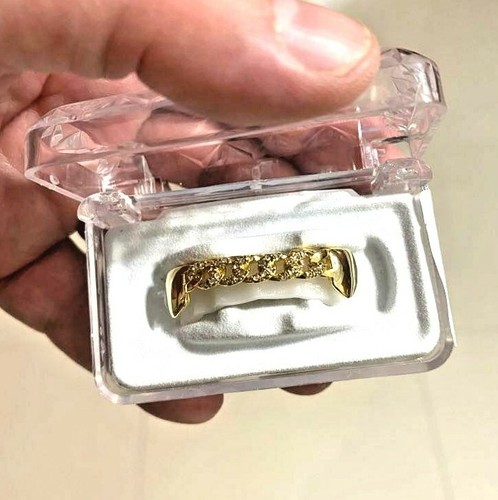 Maßgeschneiderte Passform 14K vergoldete Zähne kubanisches Glied unteres Labor Diamantgrillz mit Formset - Bild 2 von 3