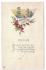 May You Sail Into the New Year Vintage Old Postcard Happy New Year Made in USA