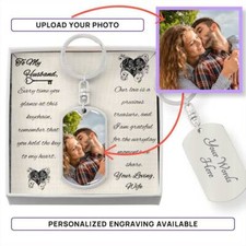 Dog Tag Photo Keychain- To Husband- Wife