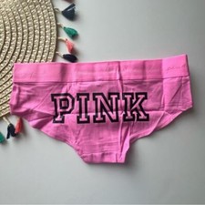Victoria's Secret PINK Logo Script Hipster Panty Pink w Graphic Large NEW