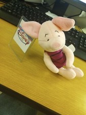 Vintage Disney Store, PIGLET from WINNIE the Pooh, Bean Bag Beanie Toy Plush 8  