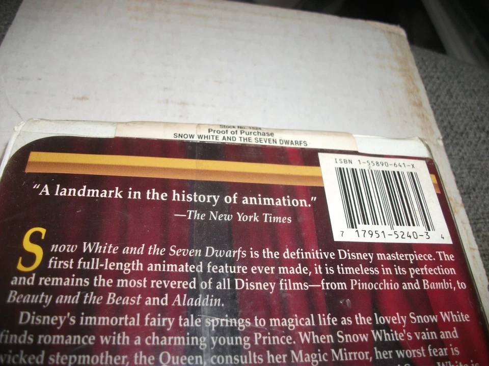 1994 BRANCA DE NEVE E OS SETE ANÕES, FITA VHS-ORIG.SHRINKWRAP, POP, 1524, VEJA! - Imagem 3 de 4