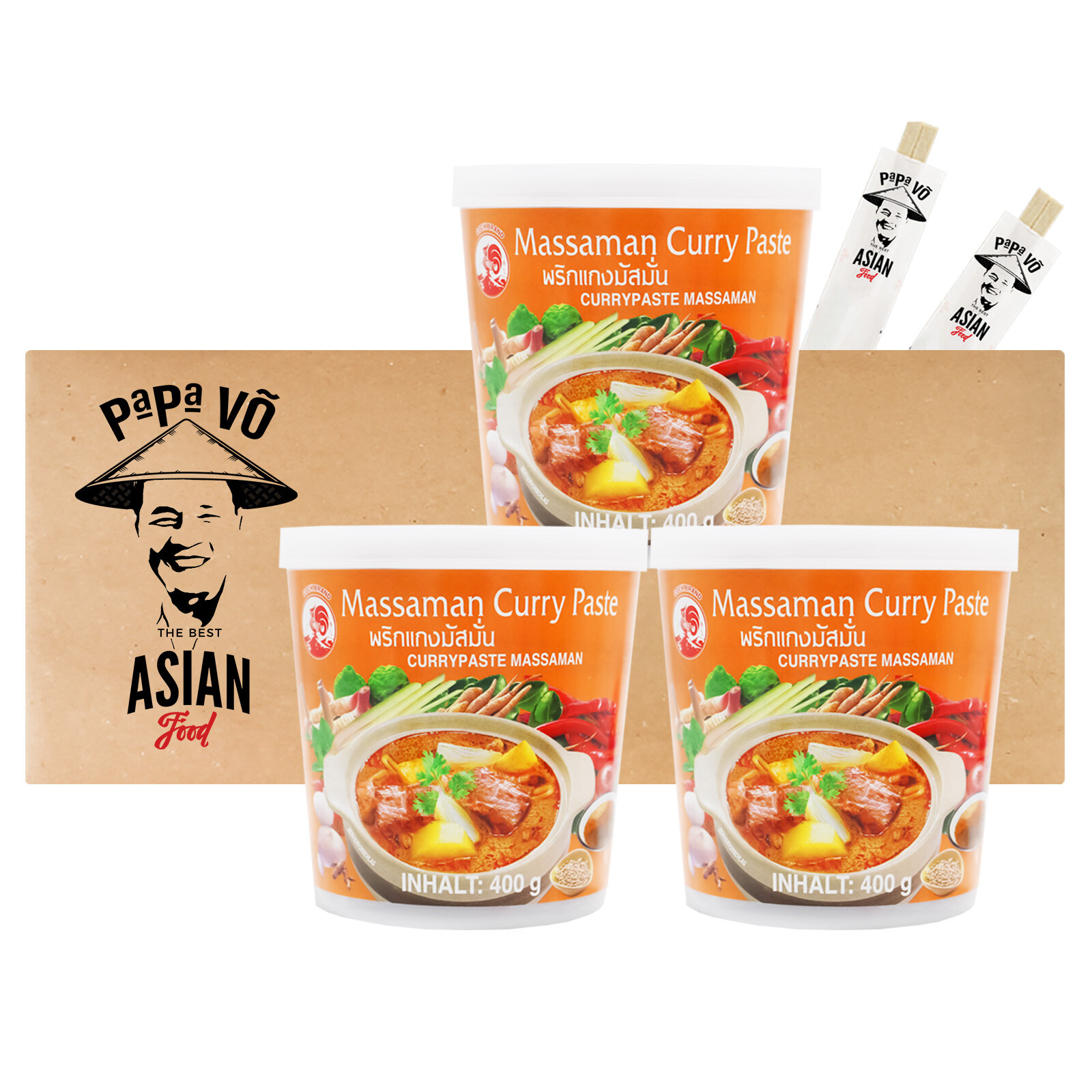 Cock Matsaman Currypaste 3x400g Masman Masaman Massaman Curry Paste