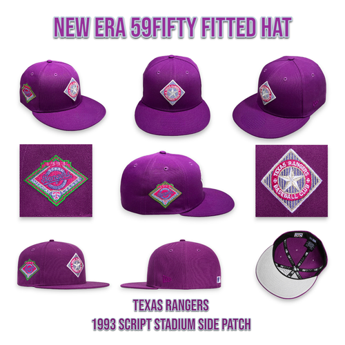New Era Texas Rangers 59FIFTY Fitted Hat 1993 Script Stadium Patch Size ...