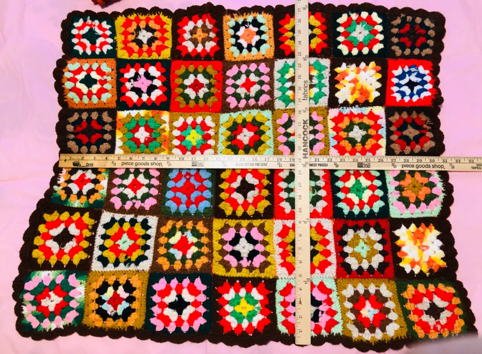 Vintage Handmade Afghans Crochet Granny Squares Blankets Roseanne