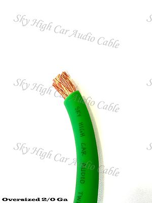 2/0 Gauge AWG LIME GREEN Power Ground Wire Sky High Car Audio Sold By The Foot 