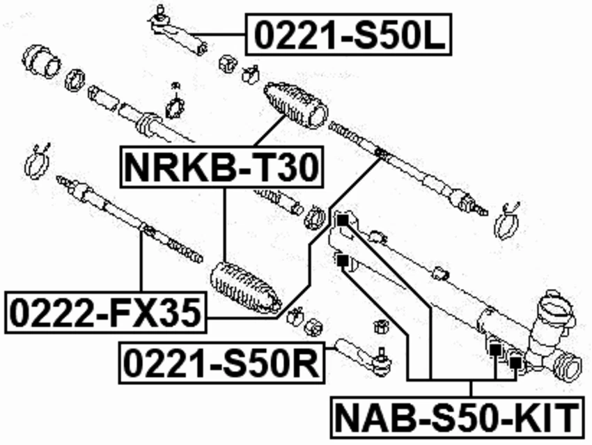 Extremo de barra de dirección izquierda para Infiniti Fx45/35 (S50) 2002-2008 Foto 2 de 3