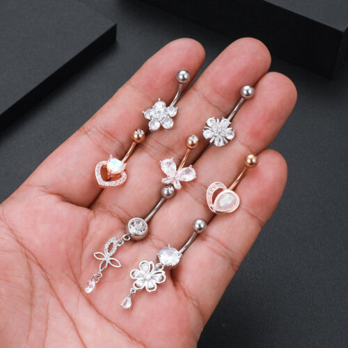 Bauchnabel Stäbe Bauchnabel Ringe baumelnder Tropfen CZ Kristall Edelstein Körperschmuck Piercing - Bild 9 von 221