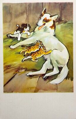Carte postale ancienne 1969 animal chien et enfants vente en gros léopard bonne maman