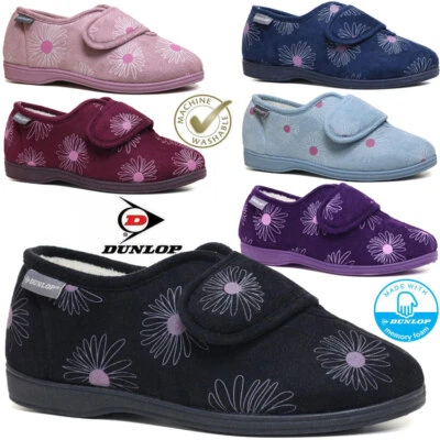 Ladies Wide Fit Memory Foam Slippers Dunlop Washable Diabetic Orthopaedic Shoe