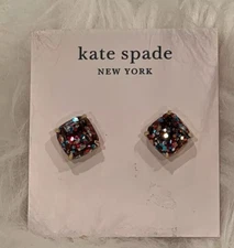 NWT Kate Spade Square Mini Glitter Stud Earrings $32 Multi Color