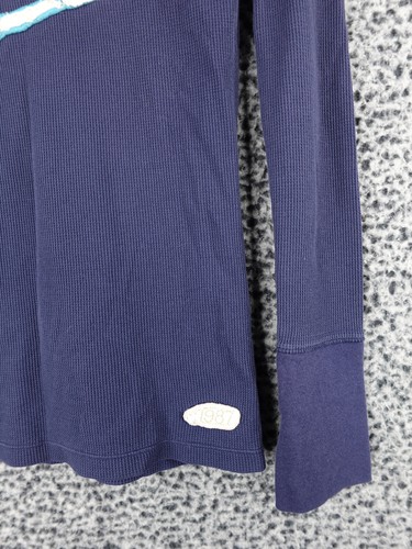 Aeropostale Womens Thermal Long Sleeve Shirt Blue M Waffle Knit Aero 1987 Stret - Picture 4 of 12