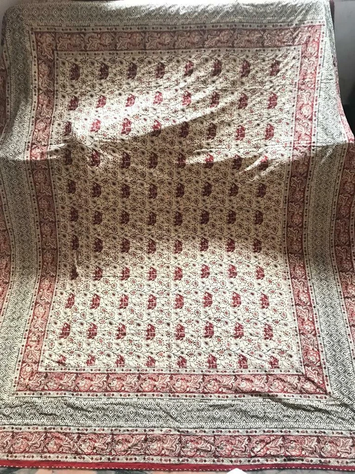 COLCHA KANTHA COLCHA DE ALGODÓN HECHA A MANO MANTA INDIA TAMAÑO QUEEN. LOCO. Foto 4 de 4