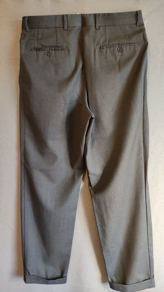 HUGO BOSS HOOKER LINED MEN'S WOOL TROUSERS DARK GRAY WAIST