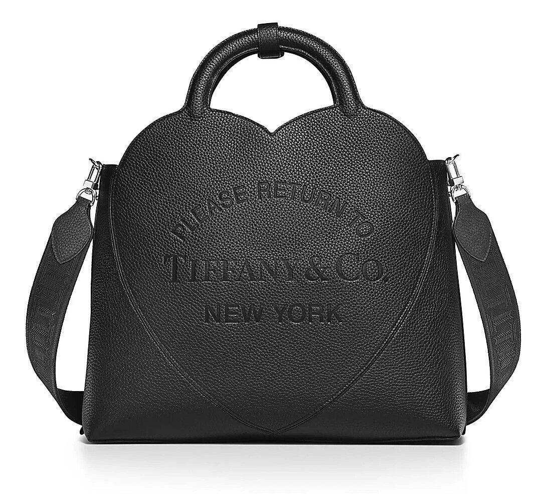 Tiffany & Co Return To Tiffany Large Black Leather Cross Body Bag