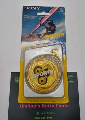 SONY MDR-E225 Sports Earbuds Water Resistant- Yellow- Factory Sealed - Old Stock