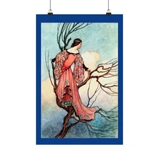 Art Nouveau Lady Illustration Matte Vertical Poster Vintage Fairy Tale