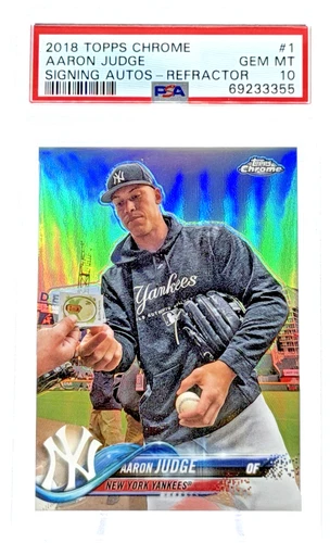 2018 Topps Chrome Aaron Judge #1 Signing Autos Refractor Variation PSA 10 GEM