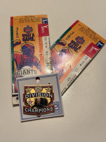 1997 San Francisco Giants NL Division Champions New Pin With Two Game Tickets