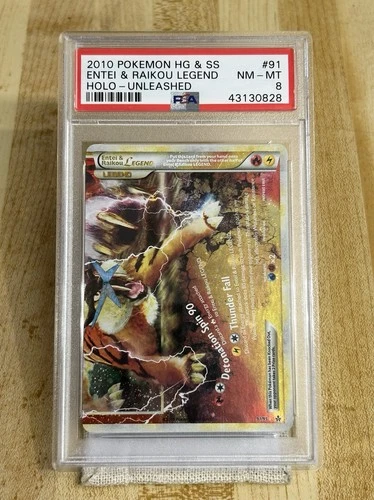 2010 Entei & Raikou ⛈️ LEGEND 91/95 HGSS Unleashed PSA 8