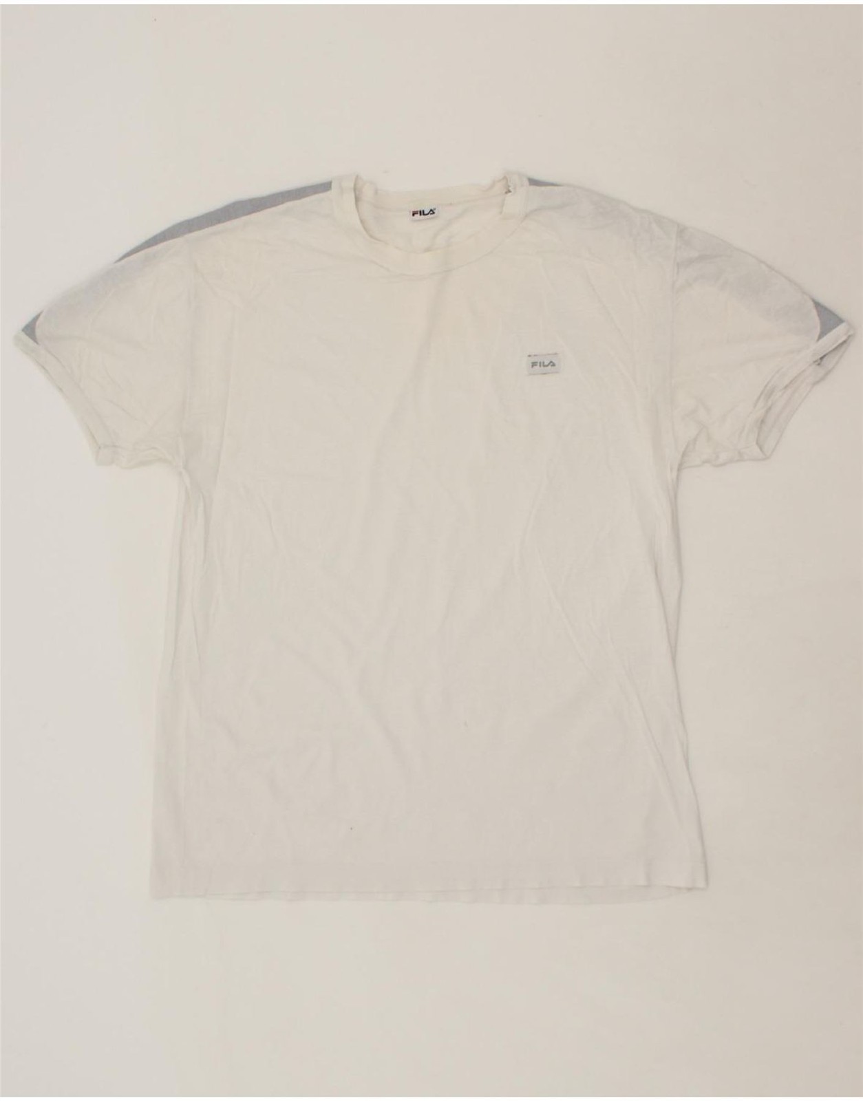 T shirt uomo FILA top UK 38 media bianca colorblock cotone BO03