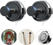 Suction Cup Hooks - 2 Pack, Removable & Reusable for Bathroom or Kitchen Use