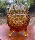 Vintage Fenton Hobnail Amber Glass Egg Shaped Footed Vase